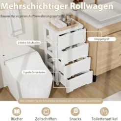 Vertikaler Nischenschrank mit Schubladen Aufbewahrungsschrank Kommode mit 5 Schubladen