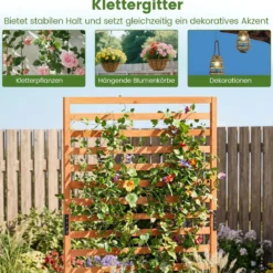 Vertikales Hochbeet aus Fichtenholz mit Spalier & Drainage Blumenkasten mit Sichtschutz Orange
