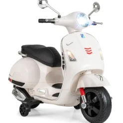 VESPA Kinder Motorrad mit LED-Scheinwerfer & Hupe Elektro Kindermotorrad Elektrofahrzeug Weiß