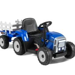 12V 3-Gang Traktor mit Abnehmbarem Anhänger & 2,4G Fernbedienung Kinder Aufsitztraktor