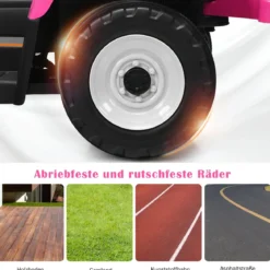 12V 3-Gang Traktor mit Abnehmbarem Anhänger & 2,4G Fernbedienung Kinder Aufsitztraktor