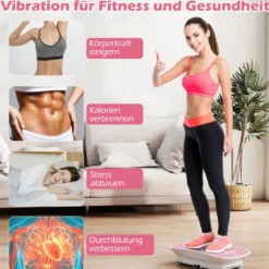 Vibrationsplatte mit 10 Geschwindigkeitsstufen & Fernbedienung Vibrationstrainer mit LED-Display Schwarz/Grau/Rosa/Weiß