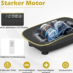 Vibrationsplatte mit 10 Geschwindigkeitsstufen & Fernbedienung Vibrationstrainer mit LED-Display Schwarz/Grau/Rosa/Weiß