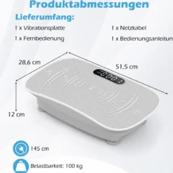 Vibrationsplatte mit 10 Geschwindigkeitsstufen & Fernbedienung Vibrationstrainer mit LED-Display Schwarz/Grau/Rosa/Weiß
