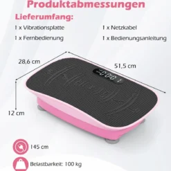 Vibrationsplatte mit 10 Geschwindigkeitsstufen & Fernbedienung Vibrationstrainer mit LED-Display Schwarz/Grau/Rosa/Weiß