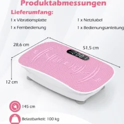 Vibrationsplatte mit 10 Geschwindigkeitsstufen & Fernbedienung Vibrationstrainer mit LED-Display Schwarz/Grau/Rosa/Weiß