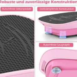 Vibrationsplatte mit 10 Geschwindigkeitsstufen & Fernbedienung Vibrationstrainer mit LED-Display Schwarz/Grau/Rosa/Weiß