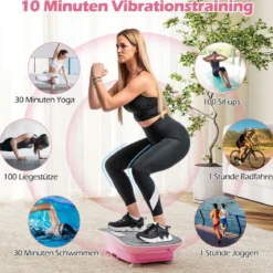 Vibrationsplatte mit 10 Geschwindigkeitsstufen & Fernbedienung Vibrationstrainer mit LED-Display Schwarz/Grau/Rosa/Weiß