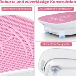 Vibrationsplatte mit 10 Geschwindigkeitsstufen & Fernbedienung Vibrationstrainer mit LED-Display Schwarz/Grau/Rosa/Weiß