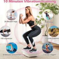 Vibrationsplatte mit 10 Geschwindigkeitsstufen & Fernbedienung Vibrationstrainer mit LED-Display Schwarz/Grau/Rosa/Weiß