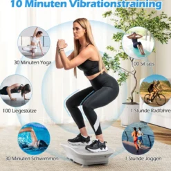 Vibrationsplatte mit 10 Geschwindigkeitsstufen & Fernbedienung Vibrationstrainer mit LED-Display Schwarz/Grau/Rosa/Weiß