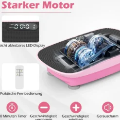Vibrationsplatte mit 10 Geschwindigkeitsstufen & Fernbedienung Vibrationstrainer mit LED-Display Schwarz/Grau/Rosa/Weiß