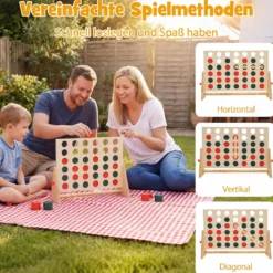 Vier Gewinnt aus Kiefernholz mit 42 Spielsteine Jumbo 4 Gewinnt Montessori Vier in Einer Reihe Spiel