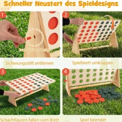 Vier Gewinnt aus Kiefernholz mit 42 Spielsteine Jumbo 4 Gewinnt Montessori Vier in Einer Reihe Spiel