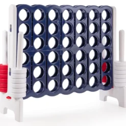 Vier-Gewinnt Spiel 4 Gewinnt Spielbrettsätze mit 42 Jumbo Ringen 120 x 42 x 104 cm Weiß + Dunkelblau