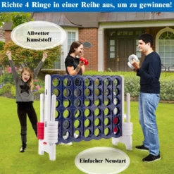 Vier-Gewinnt Spiel 4 Gewinnt Spielbrettsätze mit 42 Jumbo Ringen 120 x 42 x 104 cm Weiß + Dunkelblau