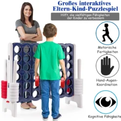 Vier-Gewinnt Spiel 4 Gewinnt Spielbrettsätze mit 42 Jumbo Ringen 120 x 42 x 104 cm Weiß + Dunkelblau