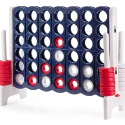 Vier-Gewinnt Spiel 4 Gewinnt Spielbrettsätze mit 42 Jumbo Ringen 120 x 42 x 104 cm Weiß + Dunkelblau
