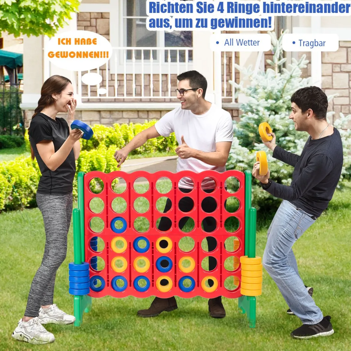 Vier-Gewinnt Spiel 4 Gewinnt Spielbrettsätze Vier in Einer Reihe Spiel mit 42 Jumbo-Ringen Bunt