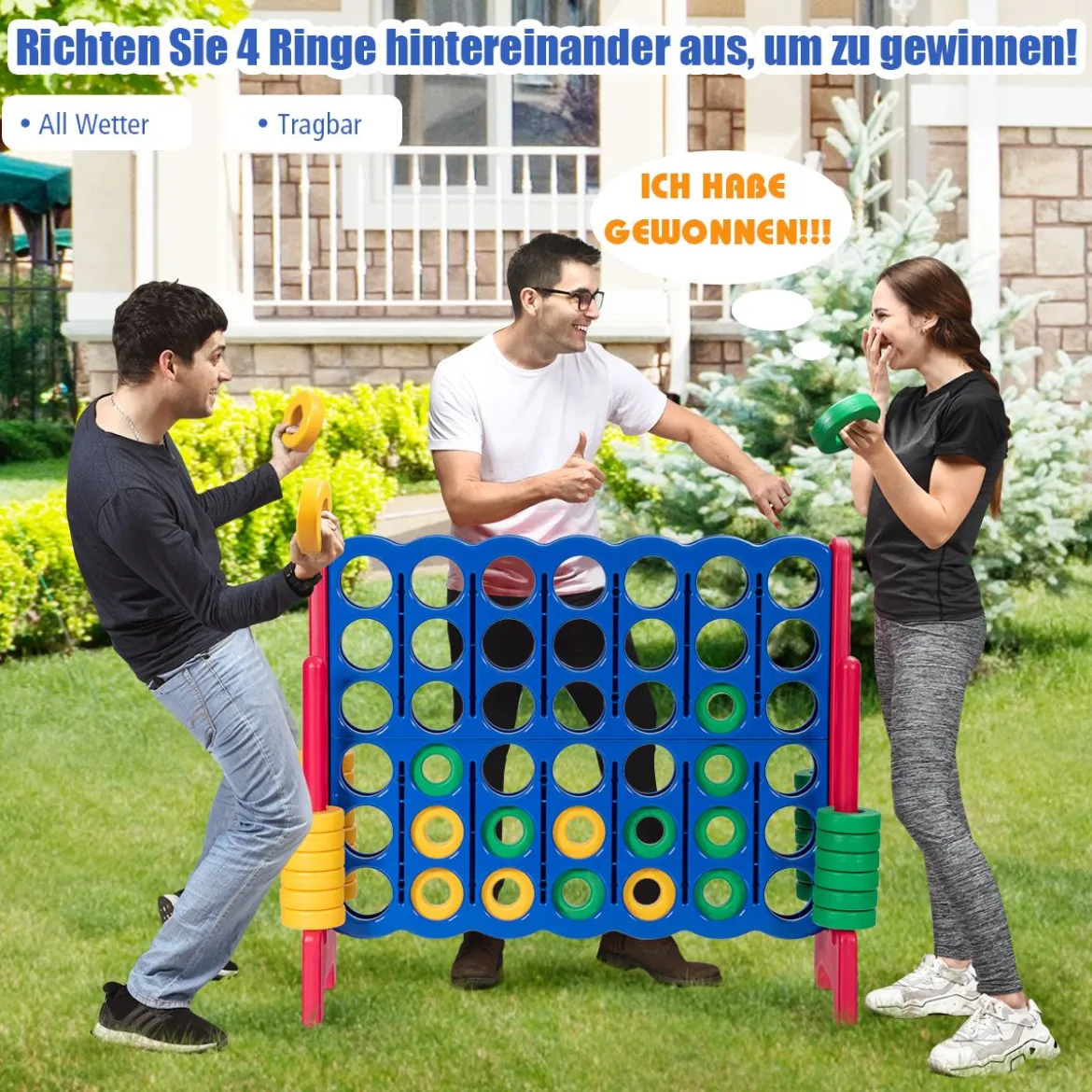 Vier-Gewinnt Spiel 4 Gewinnt Spielbrettsätze Vier in Einer Reihe Spiel mit 42 Jumbo-Ringen Bunt