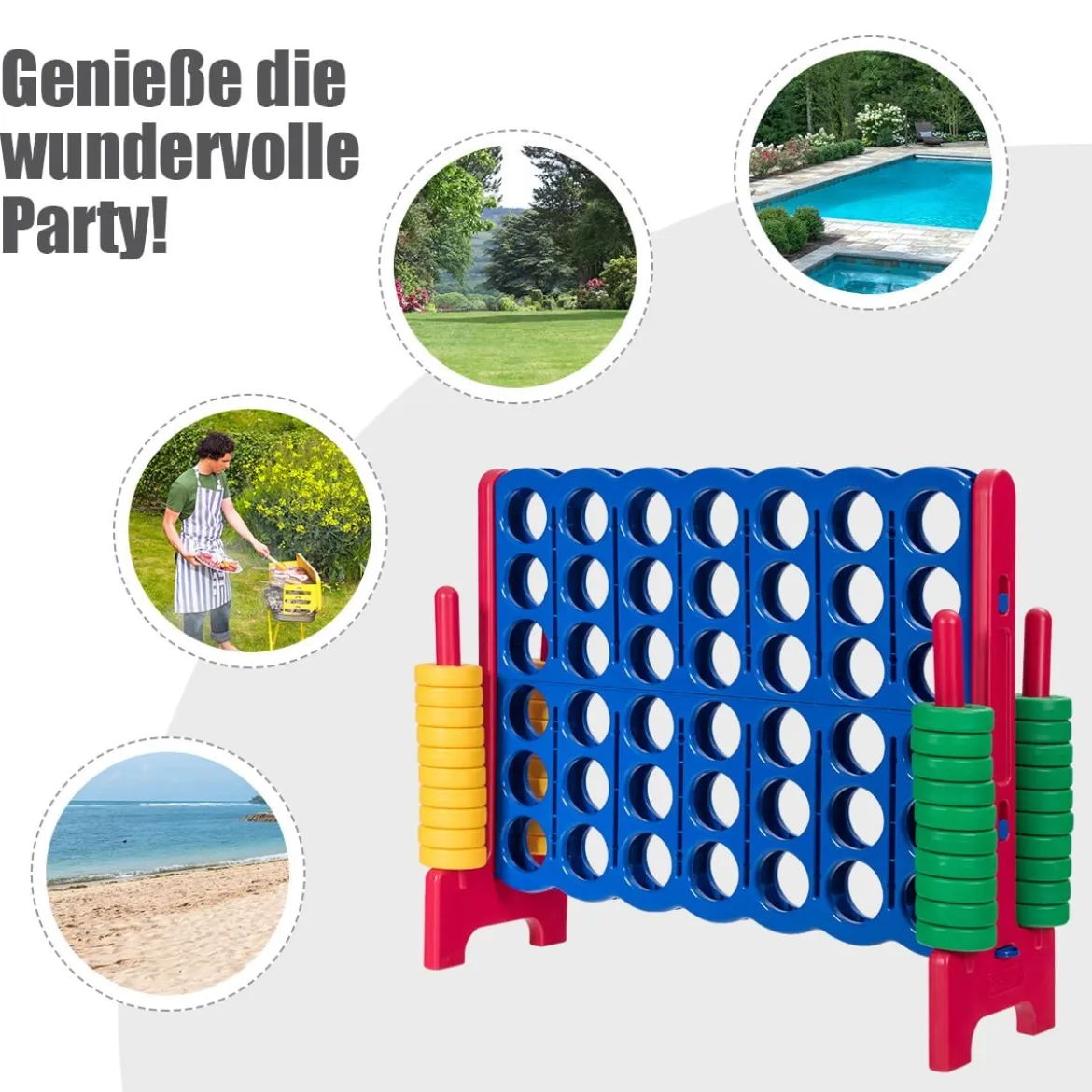 Vier-Gewinnt Spiel 4 Gewinnt Spielbrettsätze Vier in Einer Reihe Spiel mit 42 Jumbo-Ringen Bunt