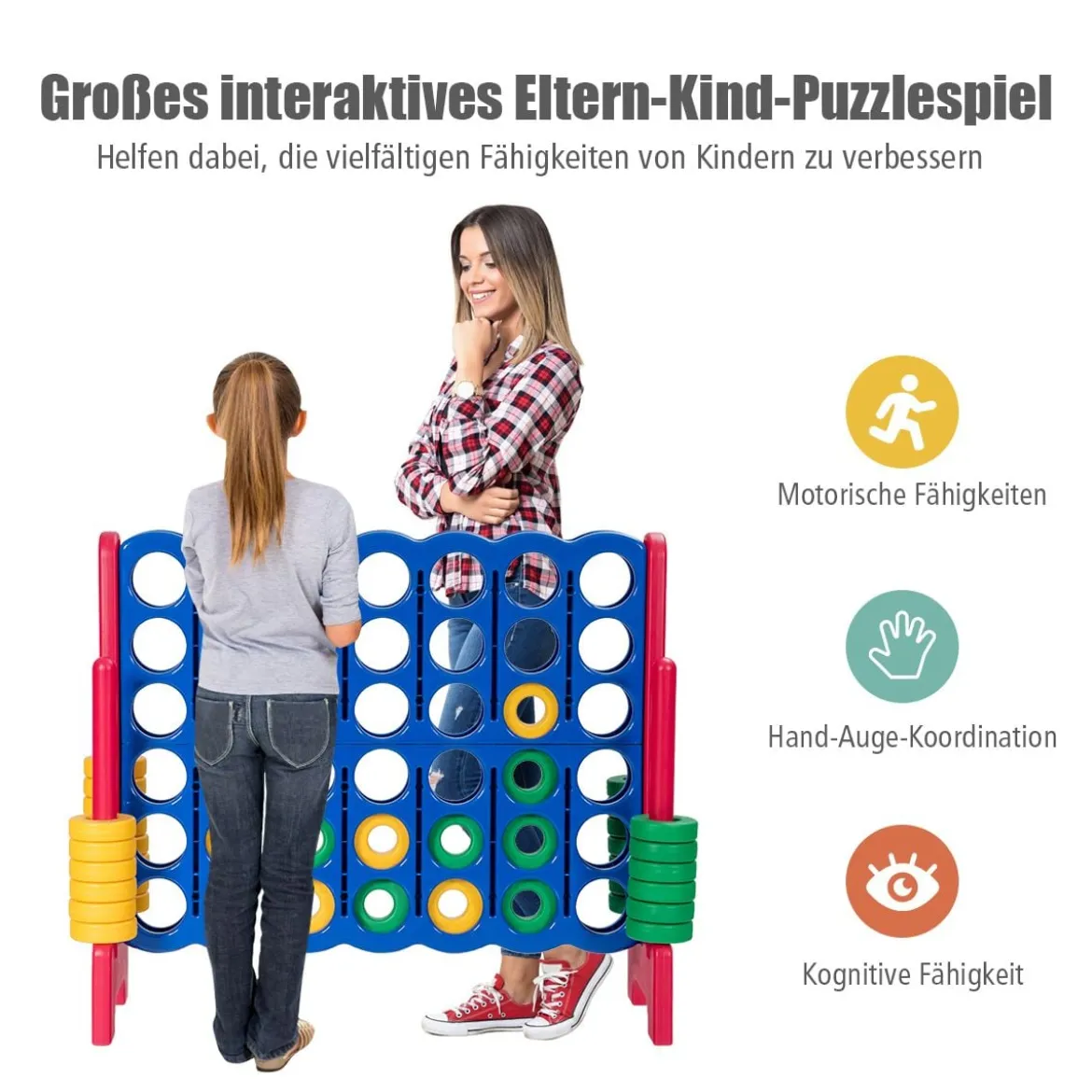 Vier-Gewinnt Spiel 4 Gewinnt Spielbrettsätze Vier in Einer Reihe Spiel mit 42 Jumbo-Ringen Bunt