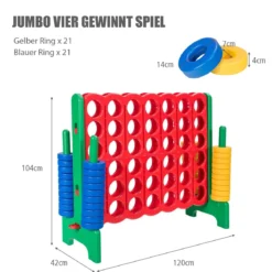 Vier-Gewinnt Spiel 4 Gewinnt Spielbrettsätze Vier in Einer Reihe Spiel mit 42 Jumbo-Ringen Bunt