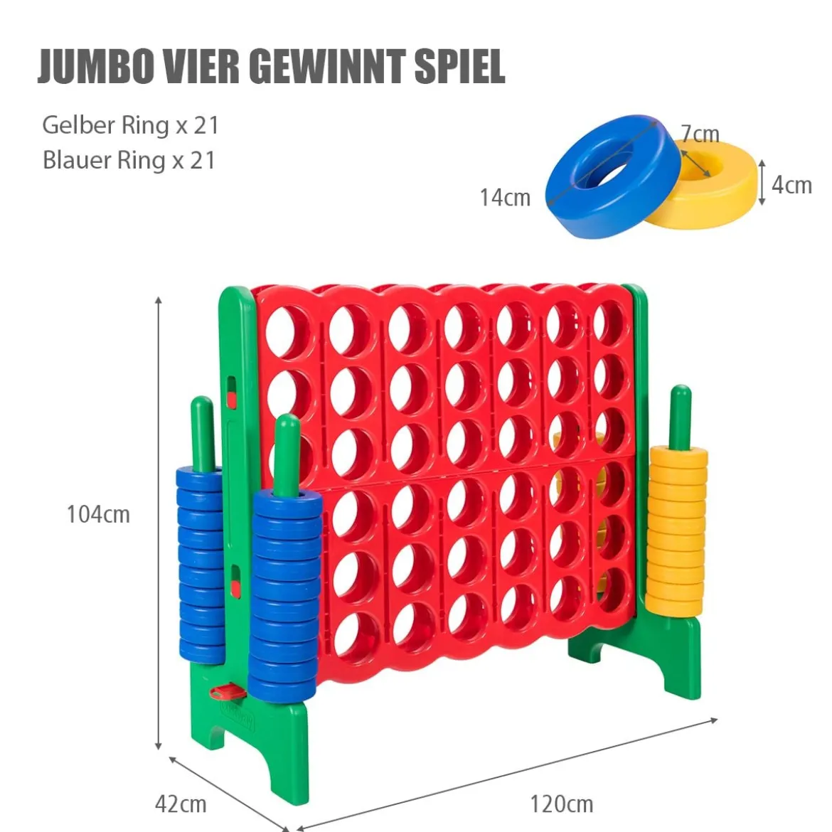 Vier-Gewinnt Spiel 4 Gewinnt Spielbrettsätze Vier in Einer Reihe Spiel mit 42 Jumbo-Ringen Bunt