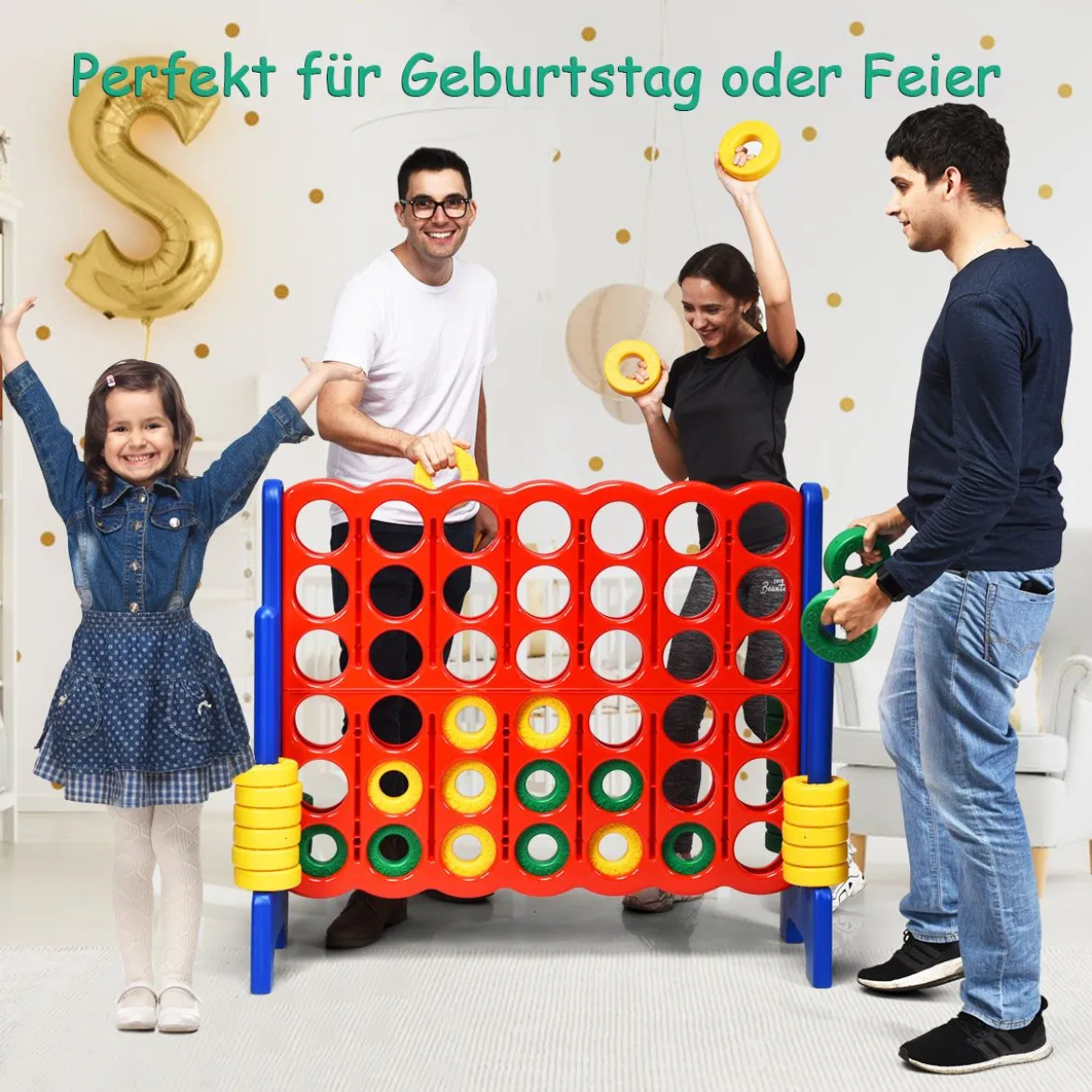 Vier-Gewinnt Spiel 4 Gewinnt Spielbrettsätze Vier in Einer Reihe Spiel mit 42 Jumbo-Ringen Bunt