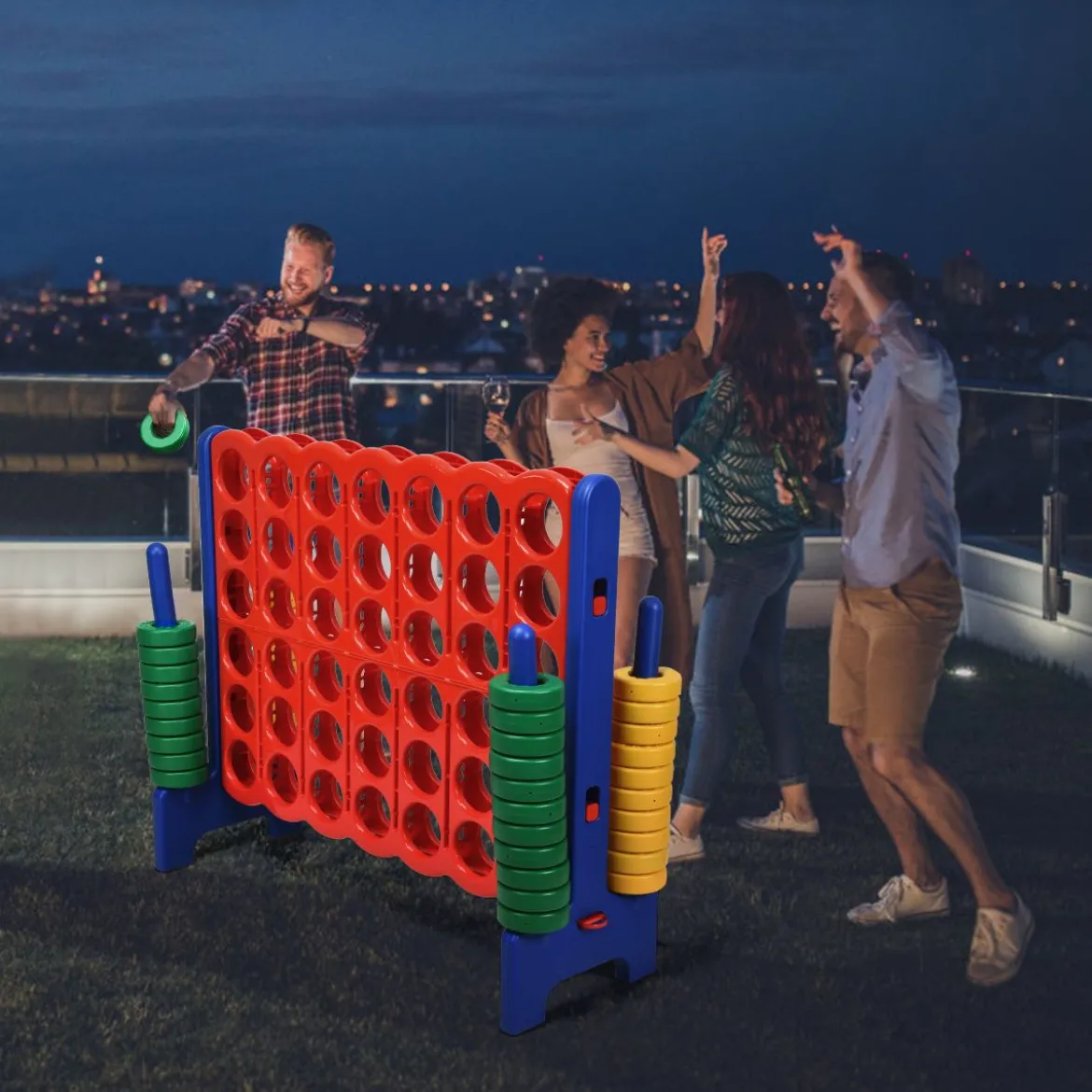 Vier-Gewinnt Spiel 4 Gewinnt Spielbrettsätze Vier in Einer Reihe Spiel mit 42 Jumbo-Ringen Bunt