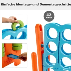 Vier-Gewinnt Spiel Vier in Einer Reihe Spiel mit 42 Jumbo Ringen 120 x 42 x 104 cm Blau + Orange