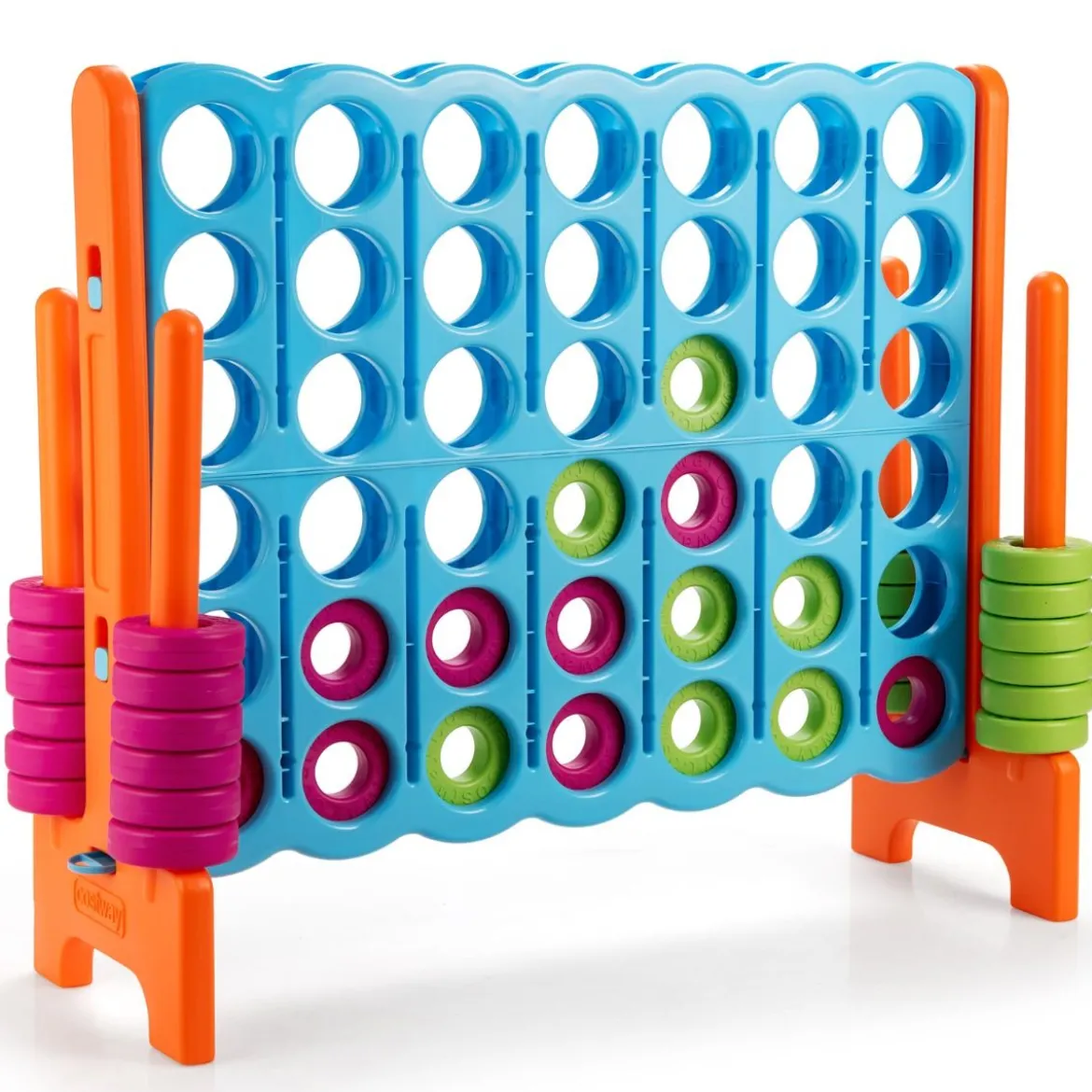 Vier-Gewinnt Spiel Vier in Einer Reihe Spiel mit 42 Jumbo Ringen 120 x 42 x 104 cm Blau + Orange