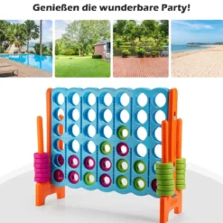 Vier-Gewinnt Spiel Vier in Einer Reihe Spiel mit 42 Jumbo Ringen 120 x 42 x 104 cm Blau + Orange