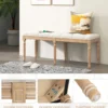 Vintage Eingangsbank mit Massiven Gummibaumholzbeinen Gepolsterte Bettbank Sitzbank Beige