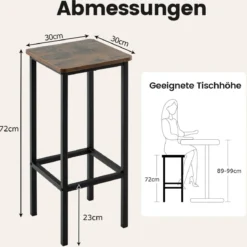 Vintage 4er Set Barhocker bis 100 kg Tresenhocker mit Fußstütze Sitzhöhe 72cm