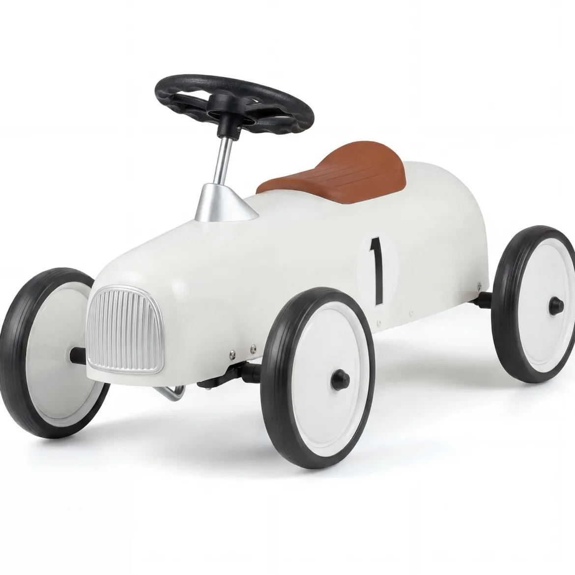 Vintage Rutschauto aus Metall für Kleinkinder ab 18 Monaten Weiß/Schwarz/Rot