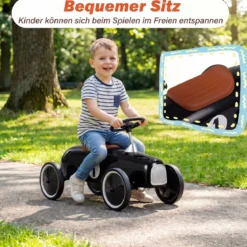 Vintage Rutschauto aus Metall für Kleinkinder ab 18 Monaten Weiß/Schwarz/Rot