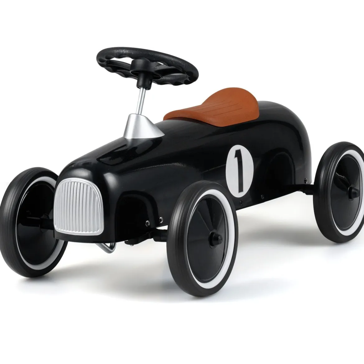 Vintage Rutschauto aus Metall für Kleinkinder ab 18 Monaten Weiß/Schwarz/Rot