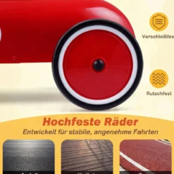 Vintage Rutschauto aus Metall für Kleinkinder ab 18 Monaten Weiß/Schwarz/Rot