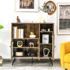 Vintage Sideboard mit Verstellbaren Einlegeböden für Ess- / Wohn- / Arbeitszimmer Rustikales Braun