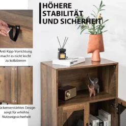 Vintage Weinschrank mit Abnehmbarem Weinregal Barschrank für 11 Weinflaschen & 9 Weingläser Braun