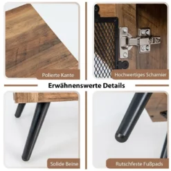 Vintage Weinschrank mit Abnehmbarem Weinregal Barschrank für 11 Weinflaschen & 9 Weingläser Braun