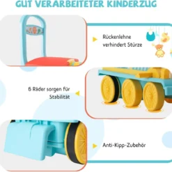 6V Kinder Aufsitz Lokomotive mit Bahn Elektro Kinderauto mit Musik & Lichter & Box unter dem Sitz