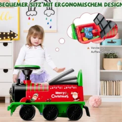 6V Kinder Aufsitz Lokomotive mit Bahn Elektro Kinderauto mit Musik & Lichter & Box unter dem Sitz