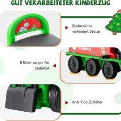 6V Kinder Aufsitz Lokomotive mit Bahn Elektro Kinderauto mit Musik & Lichter & Box unter dem Sitz