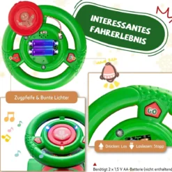 6V Kinder Aufsitz Lokomotive mit Bahn Elektro Kinderauto mit Musik & Lichter & Box unter dem Sitz