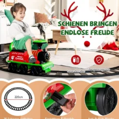 6V Kinder Aufsitz Lokomotive mit Bahn Elektro Kinderauto mit Musik & Lichter & Box unter dem Sitz