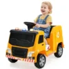 12V Kinder Aufsitz Müllwagen mit Musik Elektroauto mit Vorwärts-/Stop-/Rückwärtsfunktion Gelb
