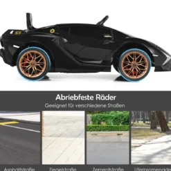 12V Kinderauto mit Fernbedienung Kinderfahrzeug für Kinder 108 x 64 x 41 cm Schwarz