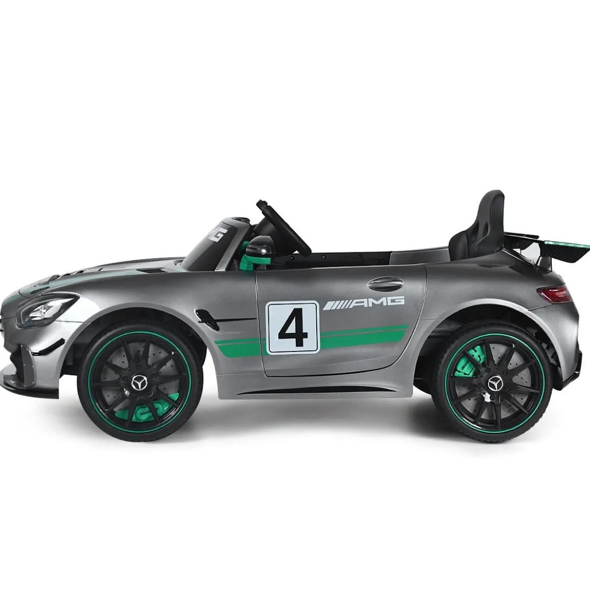 12V Kinderauto mit 2,4G Fernbedienung 3 Gang Elektroauto 3-5km/h mit LED Scheinwerfer Silbergrau